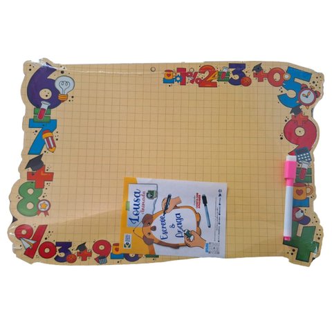 Brinquedo Lousa Animada Números 30x43cm em Mdf com Caneta com Apagador +3 Anos Paper Toy