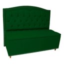 Ver imagem 1 de Kit Cabeceira e Calçadeira com Baú 140 Cm Casal Diana Suede Verde - Fina Mobília