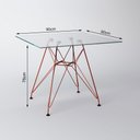 Ver imagem 3 de Mesa de Jantar Quadrada Vidro 90cm com 4 Cadeiras Pretas Base Ferro Cobre Cor: Branco