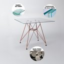 Ver imagem 5 de Mesa de Jantar Quadrada Vidro 90cm com 4 Cadeiras Pretas Base Ferro Cobre Cor: Branco