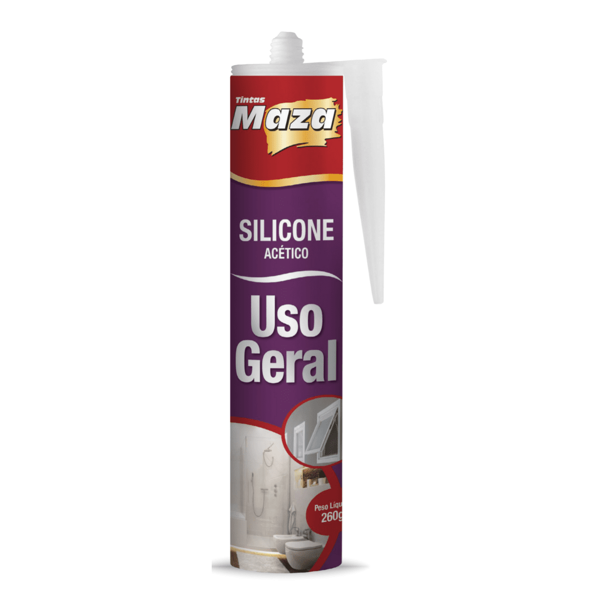 Silicone Acético Incolor Uso Geral Vedação e Colagem 260G MAZA