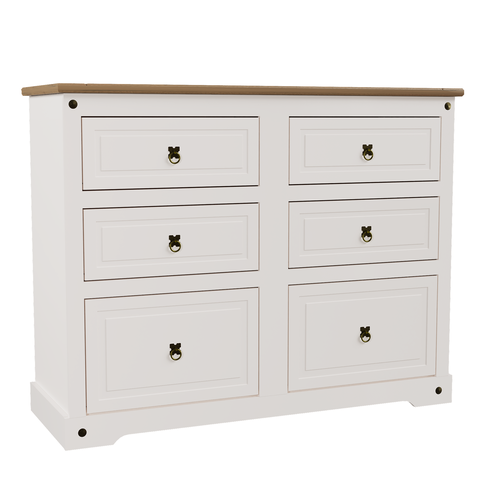 Cômoda Corona Mexicana 6 Gavetas Creme/carvalho