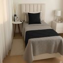 Ver imagem 2 de Peseira Drapeada Veludo Luxo 1,60x0,50m Dupla Face cama solteiro Preto