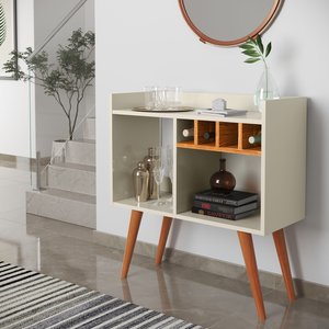 Aparador Buffet Bar Rubi Adega com Pés Palito - Off White com Nature