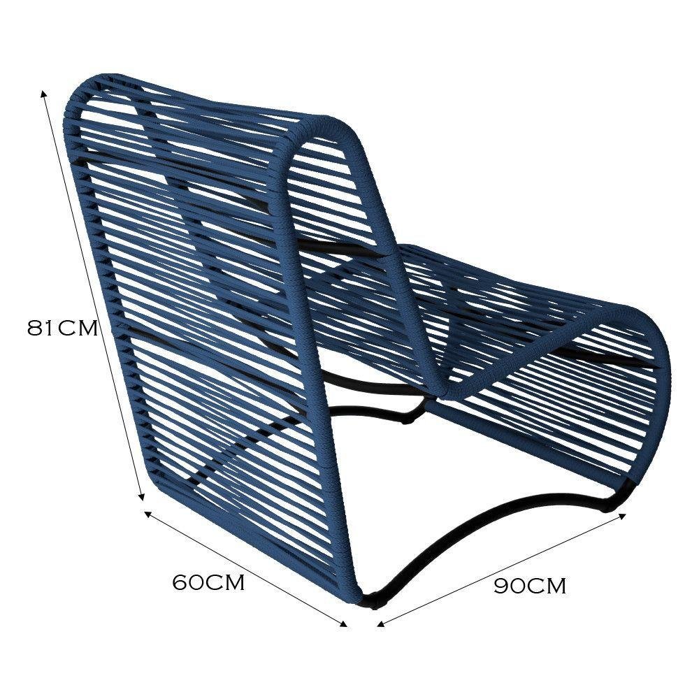 Cadeira Poltrona e Puff Porto para Área Externa em Alumínio Azul - 2