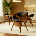 Ver imagem 1 de Cadeira de Jantar Nicole Rivatti Couro Madeira:preto