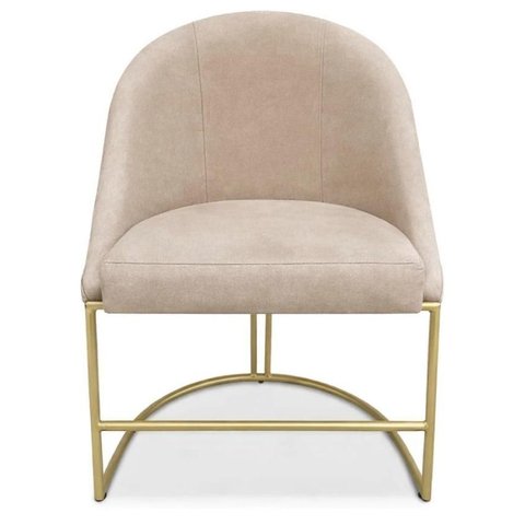 Poltrona Decorativa com Pés Metálico Lua - Bege
