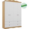 Guarda Roupas Infantil 4 Gavetas 4 Portas Provençal 100% Mdf Branco/nature - 5