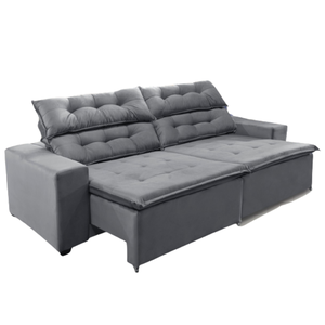 Sofá Concept 2,20 metros Retrátil e reclinável com Molas Suede Light Cinza -Sofá na Web