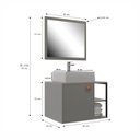 Ver imagem 3 de Conjunto Gabinete para Banheiro com Espelheira e Cuba Nassau Cinza/Cimento