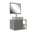 Ver imagem 2 de Conjunto Gabinete para Banheiro com Espelheira e Cuba Nassau Cinza/Cimento