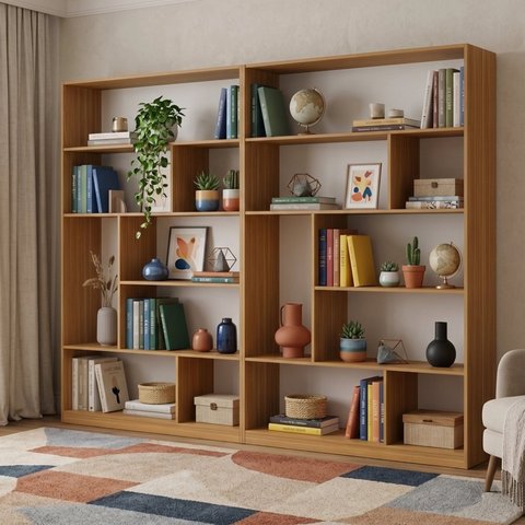 Kit 2 Estantes Decorativas para Livros 180 x 240cm Casuá Marrom Freijó Seattle