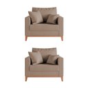 Ver imagem 1 de Kit 2 Poltronas Beny Amamentação com 2 Almofadas Base em Madeira Maciça Tecido Veludo Bege