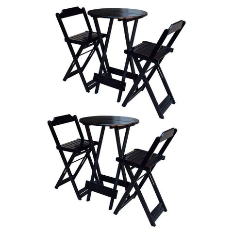 Kit 2 Jogos De Mesa Bistrô De Madeira Com 2 Cadeiras Dobravel Tabaco - Marrom