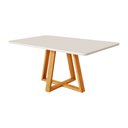 Ver imagem 4 de Mesa Jantar Pérola 120x90 Off White com 4 Cadeiras Palha Veludo Bege Telinha Rubi Madeira Maciça Mel