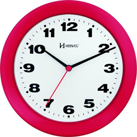 Relógio de Parede 21cm Plástico 6103 Herweg Vermelho