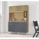 Ver imagem 1 de Kit Cozinha Duda 1,20m Damasco Ripado/cinza 4 Portas Gaveta