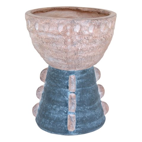 Cachepô Resina 44x34x34cm Cinza Vaso Decorativo Enfeite Casa Planta