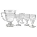 Ver imagem 1 de Jogo de Jarra e Taças Diamond 5 Peças 1,2l + 4 Taças 250ml Vidro