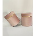 Ver imagem 1 de Kit 2 Puff Veludo Cinta Dourada:rosa