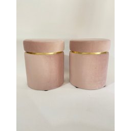 Kit 2 Puff Veludo Cinta Dourada:rosa - 2