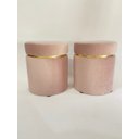 Ver imagem 2 de Kit 2 Puff Veludo Cinta Dourada:rosa