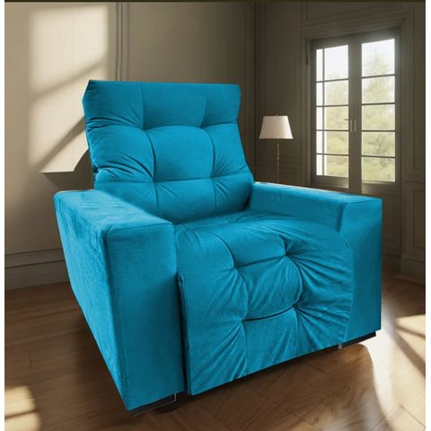 Poltrona Cris Retrátil Reclinável Papai e Mamãe para Sala de Tv Turquesa