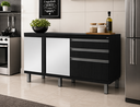 Ver imagem 2 de Gabinete Cozinha Mdf 1,44m Elegance com 6 Pés Pré-montado:nero