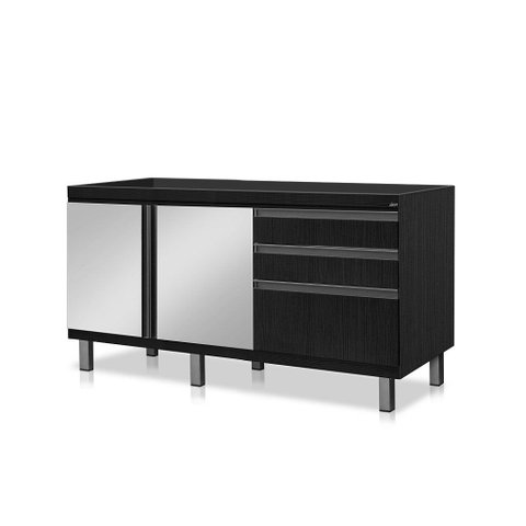 Gabinete Cozinha Mdf 1,44m Elegance com 6 Pés Pré-montado:nero