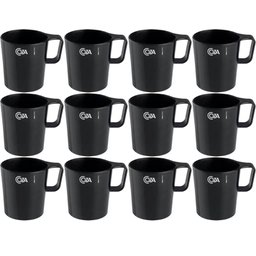 12 Canecas 250ml Preto Empilháveis Escolar Achocolatado Café Chás Coza - 1