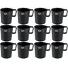 12 Canecas 250ml Preto Empilháveis Escolar Achocolatado Café Chás Coza - 1
