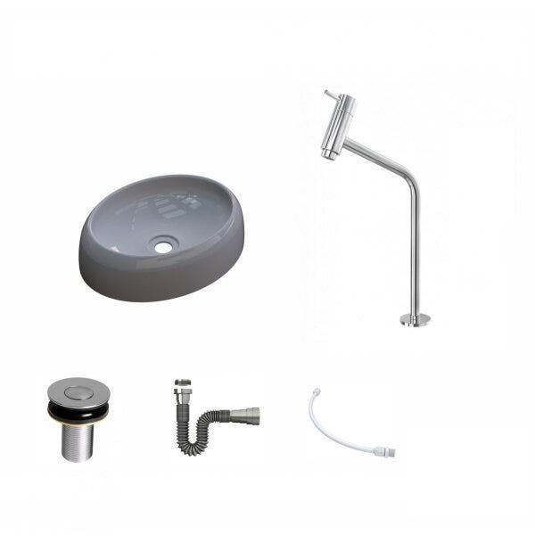 Kit Cuba OV39 C/Torneira Link 1062 Metal e Válvula Click 1 Polegada B e Sifão Cromado e Flexível Com - 2