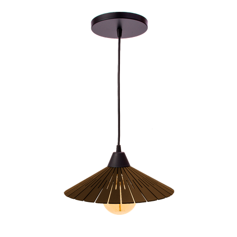 Luminária Teto Lustre Pendente Balcão Cozinha Sala MDF Cabo:Chocolate