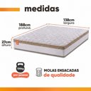 Ver imagem 4 de Cama Box Colchão Casal Molas Ensacadas Real 138x188x65cm Branco / Bege Inducol