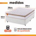 Ver imagem 3 de Cama Box Colchão Casal Molas Ensacadas Real 138x188x65cm Branco / Bege Inducol