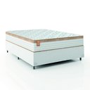 Ver imagem 1 de Cama Box Colchão Casal Molas Ensacadas Real 138x188x65cm Linho Branco / Bege Inducol