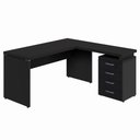 Ver imagem 3 de Mesa em L Escritório 1,50m Gaveteiro 4 Gavetas Pé Painel F5 Cor:preto