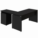Ver imagem 5 de Mesa em L Escritório 1,50m Gaveteiro 4 Gavetas Pé Painel F5 Cor:preto