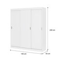 Ver imagem 3 de Guarda Roupa Solteiro 3 Portas de Correr 4 Gavetas Branco e Marrom