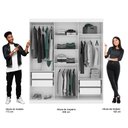 Ver imagem 7 de Guarda Roupa Solteiro 3 Portas de Correr 4 Gavetas Branco e Marrom