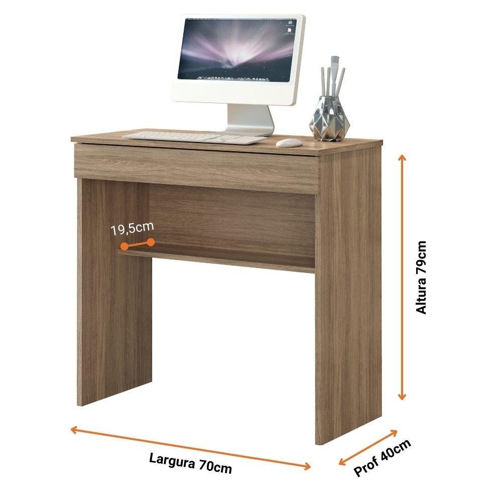 Escrivaninha Mesa Para Escritório Multiuso 1 Prateleira 1 Gaveta Mia Carvalho - 2