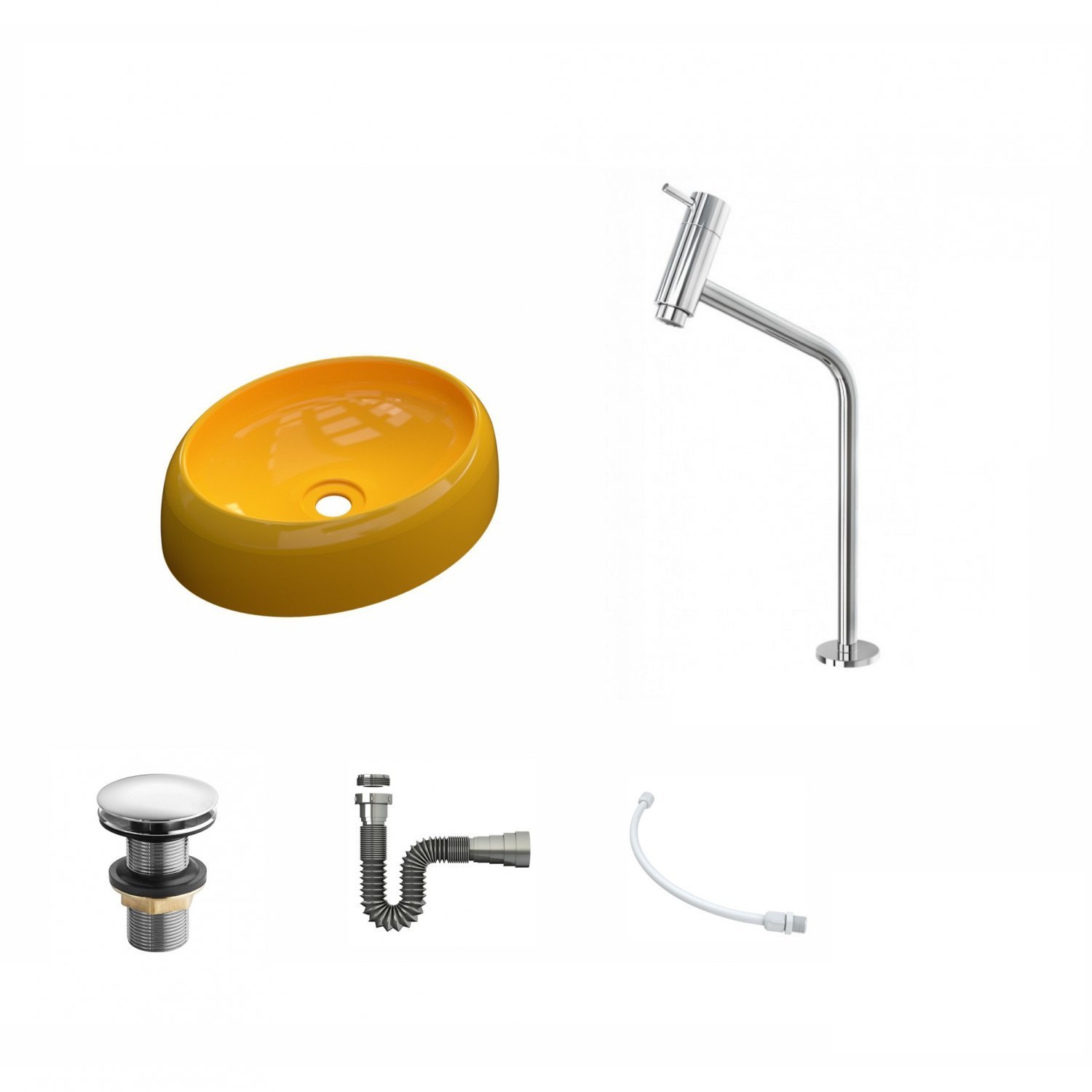 Kit Cuba Ov39 C/torneira Link 1062 Metal e Válvula Click 1 Polegada G e Sifão Cromado e Flexível com - 2