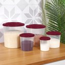 Ver imagem 2 de Kit 5 Potes Porta Mantimentos Grande Arroz Feijao Sal Acucar Multiuso Organizador Alimentos Plastico