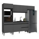 Ver imagem 3 de Armário Cozinha Modulada Completa 251,5cm Milano Multimóveis Mp2398 Cinza