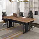 Ver imagem 1 de Mesa de Reunião 2,00m Pé Quadrado Metal 1c Tomada Ng Pr F5 Cor:nogal com Preto