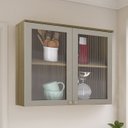 Ver imagem 1 de Armário de Cozinha 80cm 2 Portas com Vidro Nádia Mocca/avelã L01 - Mpozenato