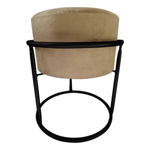 Puff Argola Redondo Bege Areia Base Metal Preta