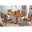 Ver imagem 1 de Conjunto: Mesa de Cozinha Pietá Tampo Curvo 180cm+6 Cadeiras Maldivas Madeira Naturale/Off White -