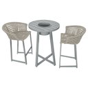 Ver imagem 1 de Conjunto Bistrô Champanheira Cinza Tampo Ripado e 2 Banquetas Reis Corda Náutica Areia