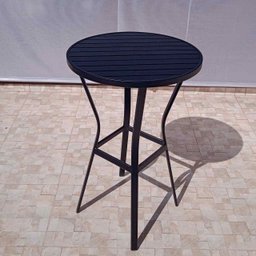 Mesa Alta Bistrô com Tampo Ripado em Alumínio Preto MÓVEIS E LAZER - 1